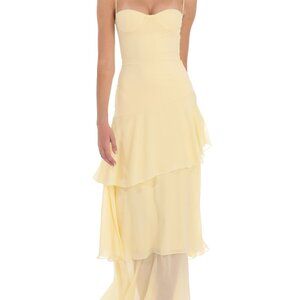 NWT Lucy in the sky long ruffle maxi dress yellow